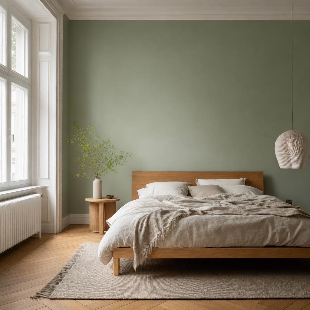 Wohnzimmer in warmem Greige, Münchner Altbau