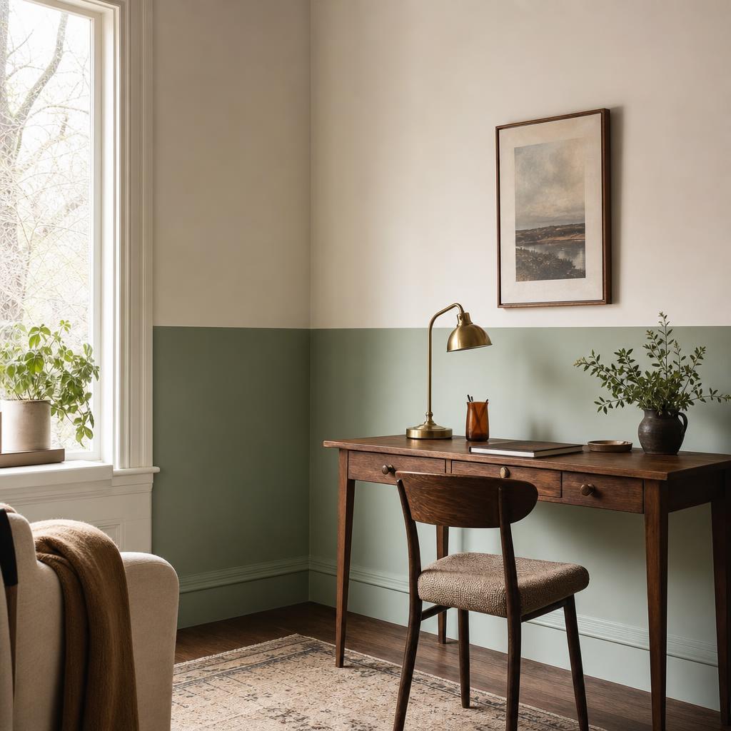 Arbeitszimmer mit zweifarbiger Wandgestaltung, Haidhausen
